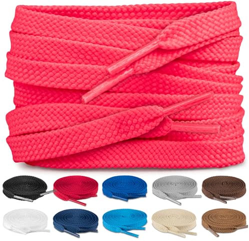 TULMERO SULPO 2 paia di lacci piatti 8 mm per scarpe, lilla rosa, 180 cm - 2 Paare