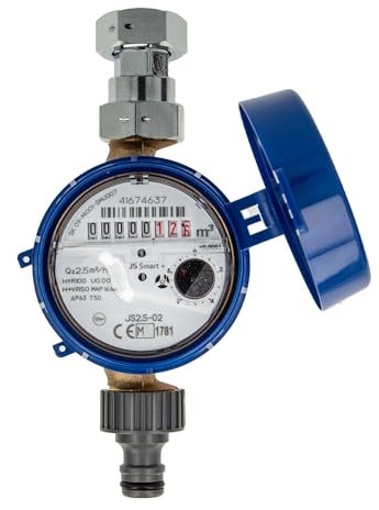 tecuro Zapfhahnzähler - Wasserzähler, 3/4 Zoll - 110 mm - DN 15, Q³ 2,5 m³/h bis 30°C, mit Schutzkappe DVGW, WRAS, 6 Jahre Eichlaufzeit