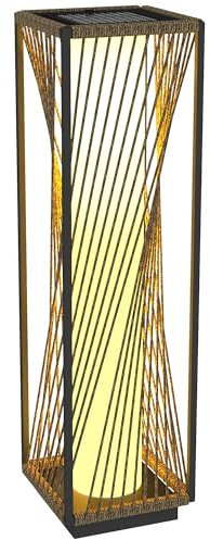 Outsunny Solar Stehlampe Rattan mit Lichtsensor 25 LEDs Solarlampen im Boho-Stil IP44 Wasserdichte Solarleuchte Solarlampe Outdoor Lampe Akku Solarlaterne für Garten Balkon Außen Rasen Hof