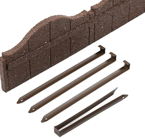 e-floor 6 x Flexible Rasenkante Kunststoff 118 x 15 cm Hoch - Garten Beeteinfassung Flexibel - Braun Mähkante - Rasenkanten aus Recycling-Material – Beetumrandung Frostbestandig - Holzzaun