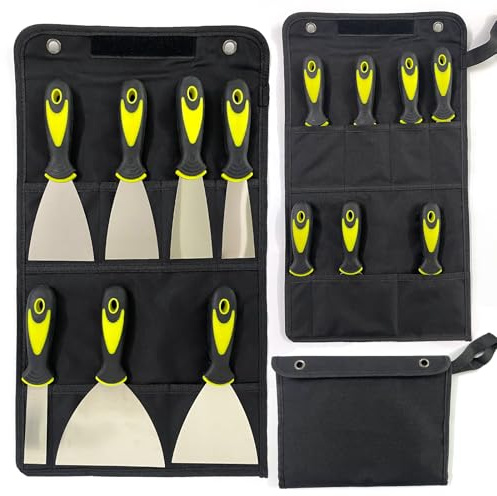 CNMUCI 7-Piece Putty Knife Set, 1 1.5 2 2.5 3 4 5 Stainless Steel Paint Scraper Set for Drywall Repairing and Clearing, Wallpaper Removal, Putty Applying Adhesive, Plaster Scraping