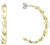 Lacoste Women's CROCODILE Collection Hoop Earrings in Stainless Steel with Yellow Gold Plating with Crocodiles