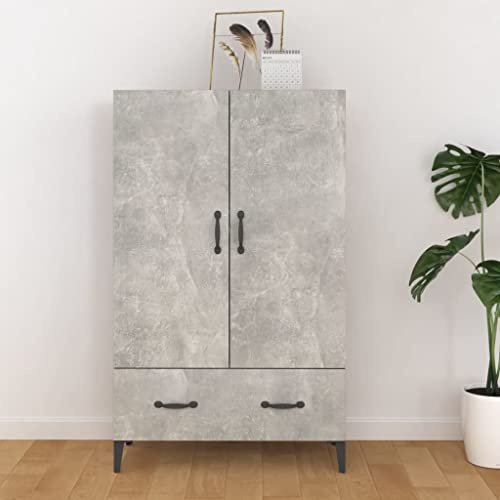 WKIEQACO Haus & Garten, Möbel-Highboard Betongrau 70x31x115 cm Holzwerkstoff
