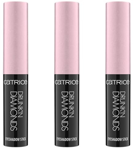 Catrice Drunk'n Diamonds Eyeshadow Stick, Lidschatten, Nr. 010, Violett, langanhaltend, schnelltrocknend, glitzernd, vegan, ohne Mikroplastikpartikel, Nanopartikel frei, ohne Parfüm, 3er Pack (3x2.5g)