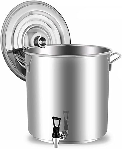 Suppentopf Mit Deckel Suppentopf Mit Wasserhahn Edelstahl Eimer Eimer Milchkanne 10-90l, Silver, 50 * 50cm 90L