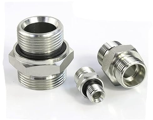Hose Adapter,Tap Connector,Hydraulic Fittings Metric Male Thread with Sealing ED Ring Oil Tubing Joints 45# Steel Pipe Fitting Compression Tube Connector-M18x1.5R to M18x1.5H