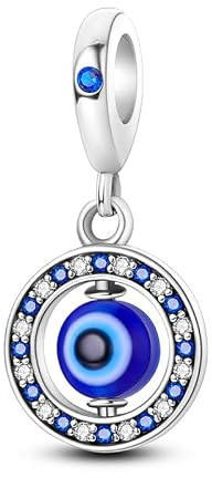 Charm grec mauvais œil en argent 925 compatible avec les bracelets Pandora, Trollbeads, Chamilia, Biagi et de nombreux autres bracelets à breloques britanniques.