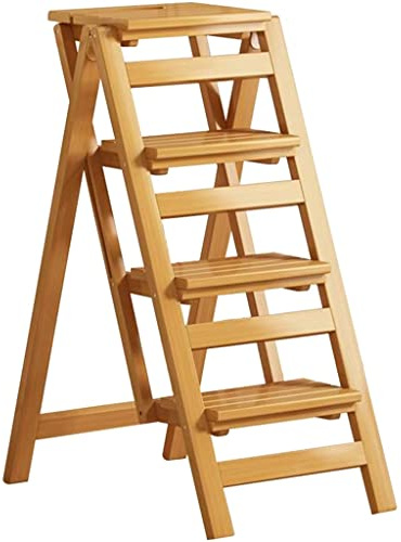 Sgabello pieghevole in legno, multiuso, scala da cucina e libreria, per sala da pranzo e giardino