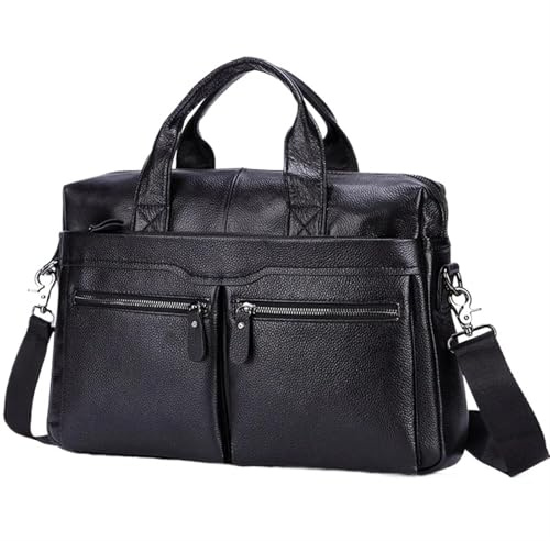 ZGCrumphant Grands sacs à main en cuir noir for hommes, sacoches for ordinateur portable de 14 pouces, sacs de voyage d'affaires, sacs à bandoulière, porte-documents pour Travail