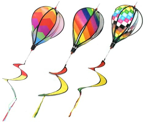 VICASKY 3pièces Lot de Girouettes Montgolfière Rotatives Décorations Spirales pour Jardin et Cour