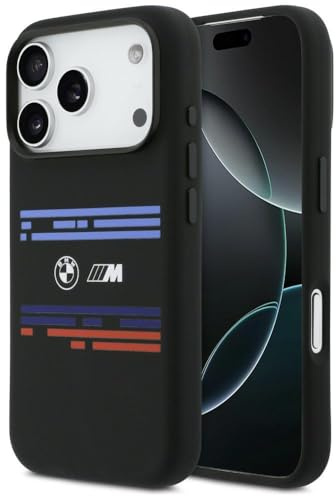 CG MOBILE BMW M Silikon-Horizontalstreifen kompatibel mit MagSafe-Hülle für iPhone 17 Pro (Schwarz)