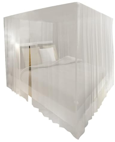 Genérico Set zanzariere quadrate per Letto con Aperture 2 Pezzi,Bianco,0.9kg,50264