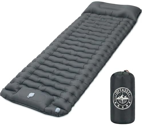 OFFASST Matelas de camping ultra léger pour adultes et enfants - Matelas gonflable d'extérieur, de sommeil pour la randonnée et la plage avec pompe à pied