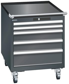 kaiserkraft | ESD-Schubladenschrank mobil | BxTxH 564 x 725 x 723 mm | 5 Schubladen | 2 x 50/2 x 100/1 x 150 mm | anthrazitgrau