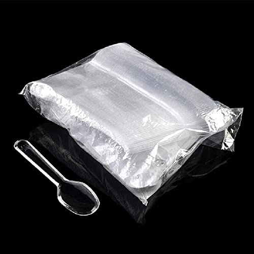 200 Clear Plastic Spoons Reusable Heavy Duty Mini Serving for Parties Buffets Picnics BBQs Weddings and Camping