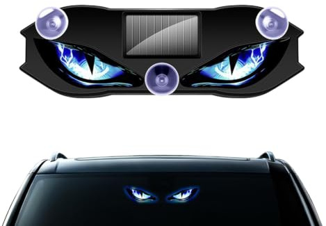Occhi LED per Auto, Adesivo Solare Dinamico Impermeabile Senza Fili, Sensore Led Auto Cartello Luminoso, per Moto Camper Veicoli SUV Lunotto Anteriore Posteriore Feste