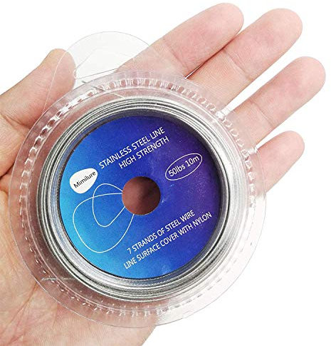 Wire Fishing Line Steel Leader: 40lb Test Knottable Fishing Leader Making for Saltwater Rigging - 32.8ft Nylon Coated 7 Strands Silver String Wire with 20pcs Sleeves