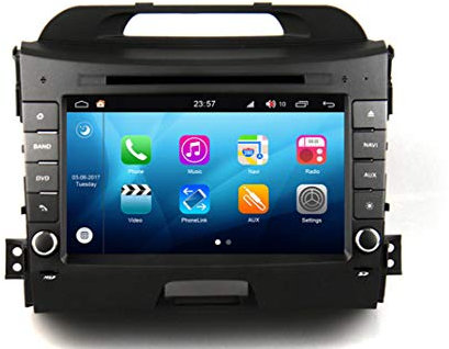 RoverOne Android Sistema Doble DIN Autoradio GPS para KIA Sportage R 2013 2014 2015 con Sistema de navegación Radio estéreo DVD Bluetooth USB Espejo Enlace Pantalla táctil