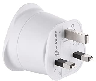 Electraline 70053 - Adattatore da viaggio da Francia/Europa a UK a 2 pin Europa a 3 pin, colore: bianco