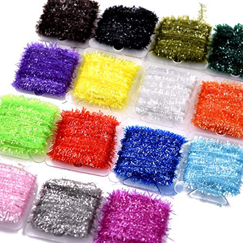 10/15 Karten Mehrere Farben Tinsel Chenille Linie Kristall Flash Linie für Nymphe (15 Karten-5m per Karte)