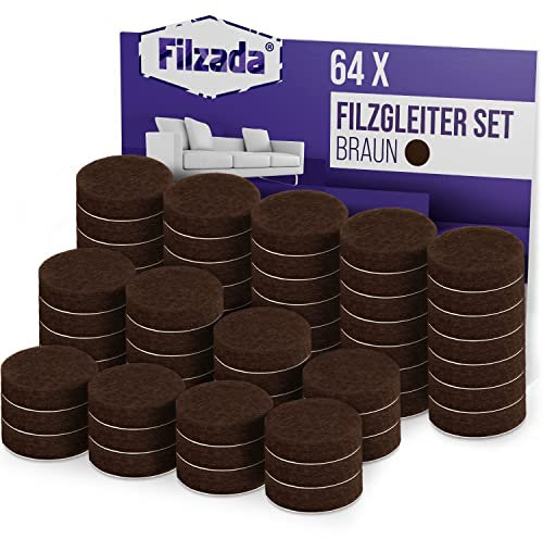 Filzada® 64x Feltrini per Sedie Rotondi Ø 20 mm - Feltrini Adesivi Marrone - Feltro adesivo per mobili con potere adesivo ideale