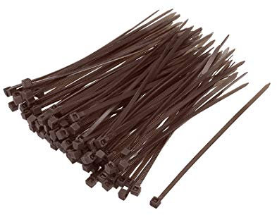 sourcing map Câble Serrage Collier 100mmx2.5mm Autobloquant Nylon Attache Enveloppes Marron 100pcs
