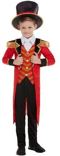 Smiffys Zirkusdirektor-Kostüm, Rot, mit Jackett, vorgetäuschtem Hemd, Hose und Hut, 3-4 Jahre Deluxe Ringmaster Costume