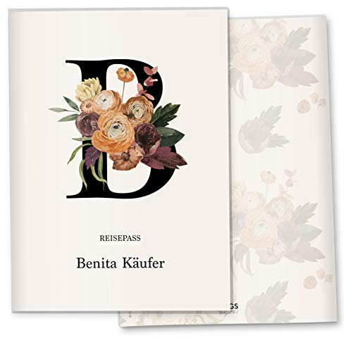 Olgs Reisepasshülle Individualisiert Buchstabe Ausweishülle Schutzhülle für Dokumente & Reisepass personalisierbar mit Namen… (21 Motiv, Reisepass personalisiert)