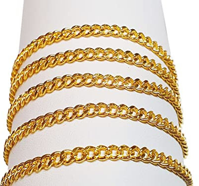 3 Meter Gliederkette Link Kette, Panzerkette, Metallkette, Rund Ring Kette, 3mm, Schmuckkette Meterware zur Schmuckherstellung von Halsketten Armband (Gold)