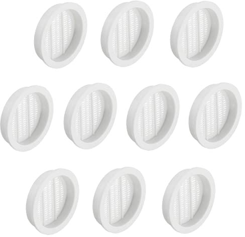 Gedotec Lüftungsgitter rund insektenabweisend | 10 Stück Abluft-Gitter weiß 44 mm | Innen und Außen | BREATHE | Luftrosette geschlitzt aus Kunststoff | mit Abdeckrand zum einlassen | Belüftungsgitter