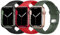 Lobnhot Kompatibel für Apple Watch Armband 45mm 42mm 44mm,Weiches Sport Silikon Ersatzarmband Kompatibel mit iWatch Series 7 SE 6 5 4 3 2 1 für Damen Herren (42/44/45MM-Schwarz/Rot/Zyperngrün)
