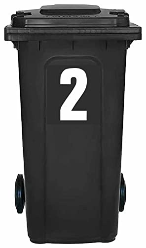 Pack of 4 White Wheelie Bin Number 2 Stickers (17 cm) Waterproof Bin Number Stickers Packwith® #PBN10-2