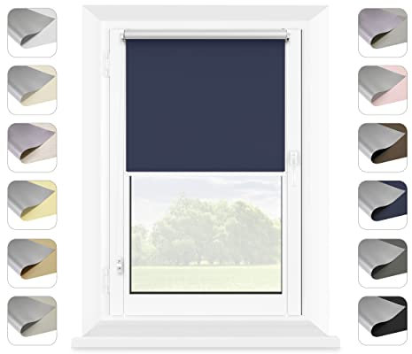 MARDOM Thermorollo - Rollo Ohne Bohren -Thermo Fenster Rollos für Innen - Modische Thermo Rollo - Stilvolle Rollo Innen Fenster (Dunkelblau,125x150 cm (Stoffbreite: 121))
