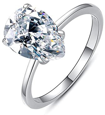 Musihy Wedding Ring, S925 Ring Wassertropfen Zirkon Silberring Silber Ringgröße 49 (15.6)