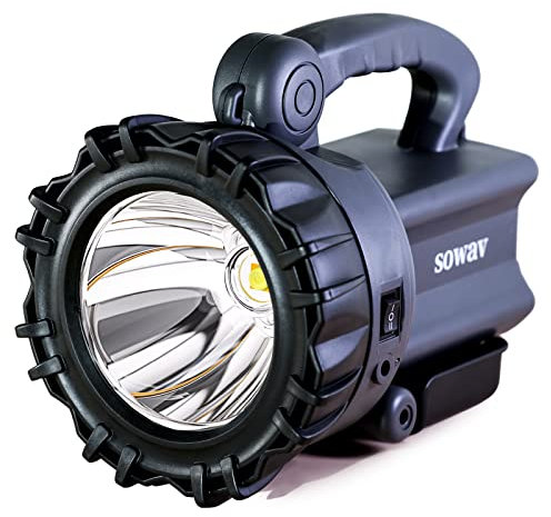 sowav Foco recargable, linternas superbrillantes de alto lúmenes, luz de búsqueda LED con asa, luces impermeables IPX4 para seguridad del hogar, camping, barco, caza, corte de energía de emergencia