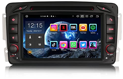 Erisin 8 núcleos 4GB RAM 64GB ROM Android 13 Radio Coche Bluetooth GPS Navegación para Mercedes Clase C/CLK/G W203 W209 Vito Viano Soporte Carplay Android Auto DSP CD WiFi Dab+ TDT OBD2 USB TPMS