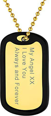 Supcare Kette Herren Personalisiert Silikon Anhänger Gravur Dog Tags Halskette Erkennungsmarke Hundekette Goldkette Militär Armee Kette Hund Necklace Modeschmuck für Muttertag