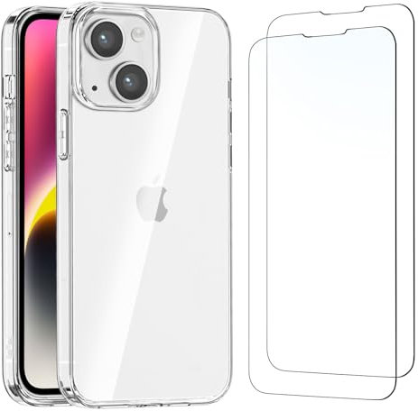 NEW'C Hülle für iPhone 14 Plus (6,7 Zoll) - Ultra Transparent Silikon Weiches TPU Gel und 2 × Panzer Schutz Glas für iPhone 14 Plus (6,7 Zoll) - Anti Scratch