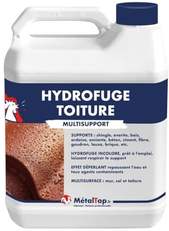 Metaltop - Hydrofuge Toiture - 5 L - Multisupport absorbant, protection anti-humidité, application facile