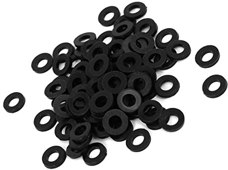 PATIKIL M3 x 6mm x 1mm Isolante Rondella Guarnizioni, Nylon Piatto Distanziali Fissaggio per Rubinetto Tubo Acqua Tubo, Nero 100pz
