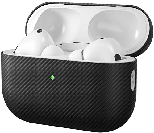 memumi Carbon Hülle für AirPods Pro 2, 0.3 mm Superdünne, Hülle aus echter 600D Aramidfaser [100% Aramidfaser] für AirPods Pro 2 2022 - Schwarz