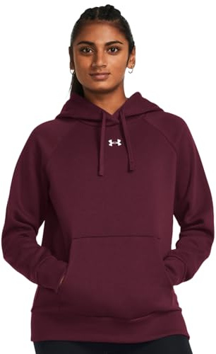 Under Armour Women's Rival Fleece Hoodie, (609) Maroon / / White, Medium
