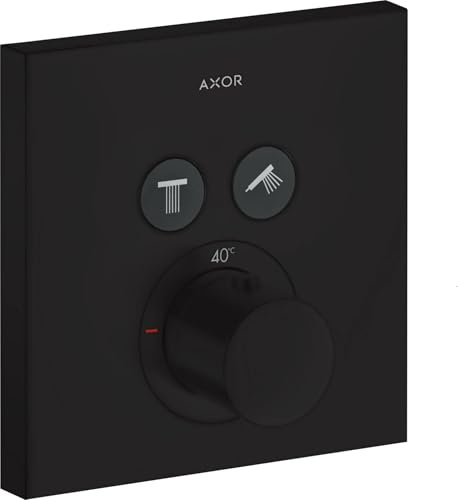 hansgrohe Axor Starck ShowerSelect Square Thermostat Unterputz für 2 Verbraucher, Farbe: Schwarz Matt