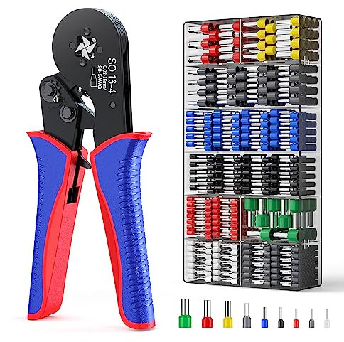 Set di Crimpatrice Puntalini con 1200pz connettori terminali,Pinza Puntalini 0,08-16 mm²,strumenti di crimpatura,connettori terminali elettrici a crimpare per elettricisti