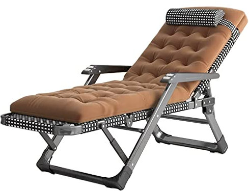 SXBHDM Gartenstuhl Sonnenliege Hoch Senioren mit Kissen Saunaliege Auflage Extrabreit Liegestühle Liege mit Kissen Gartenliege Liegender Recliner Relaxliege | Liegestühle für Erwachsene