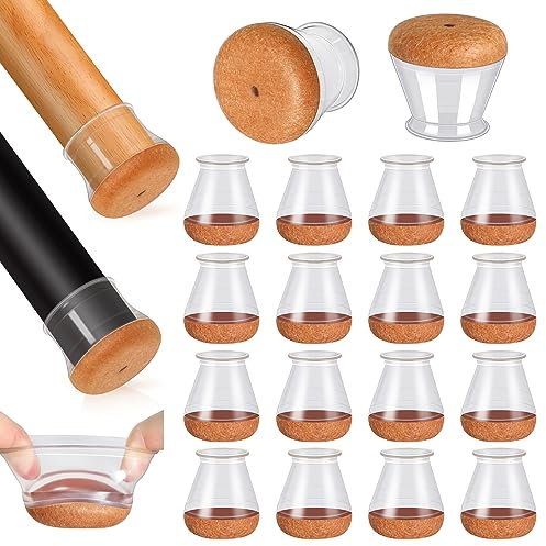 Chair Leg Floor Protectors, 16 Pcs Extra Small Silicone Chair Leg Covers Caps for Hardwood Floors with Wrapped Felt, Furniture Feet Protectors Pads (Fit:15-20mm)