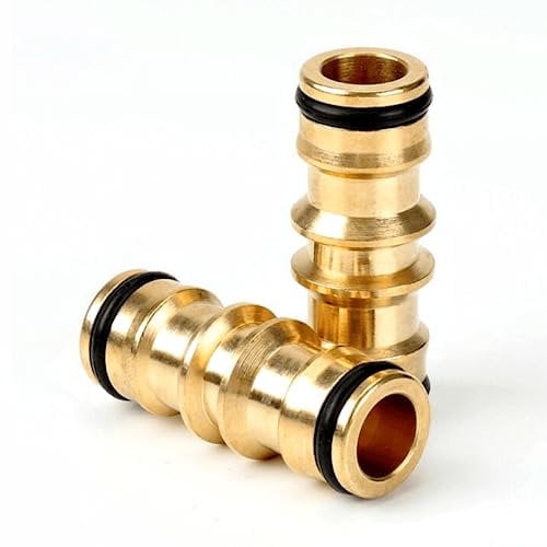 Yajumgato 2 Pack Brass Double Male Hose Pipe Connectors Extender Garden Hose Pipe Tube Connectors for Extending Two Female Garden Hose Pipe Tube Ends
