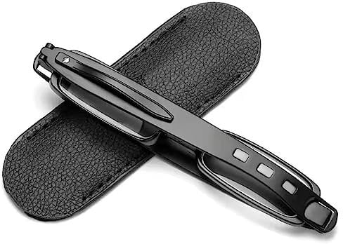 Lanomi Kompakte Faltbare Lesebrille Damen Herren 360 Grad Drehung Lesehilfe Leicht TR90 Sehhilfe Klein Schmal Zusammenklappbare Brille mit Lederetui Schwarz (blaulichtfilter) 2.0