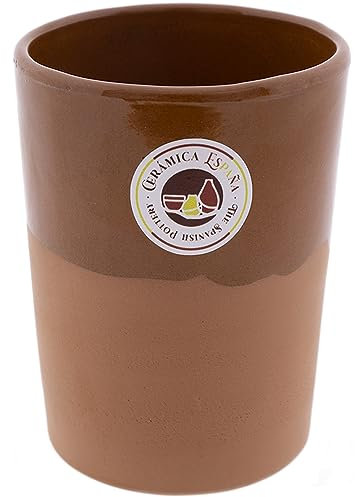 CERÁMICA ESPAÑA | Vaso de cerveza | Vaso barro rojo Filo Miel - Modelo M04 | Jarras de cerveza en barro rojo | Vasos de agua | 500 ml