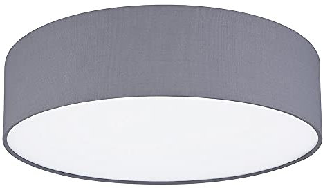 GLOBO Deckenleuchte Deckenleuchte Stoff anthrazit Lampe Wohnzimmer Beleuchtung Schlafzimmer Modern, Textil anthrazit weiß, rund, 3x E27, DxH 40x10 cm